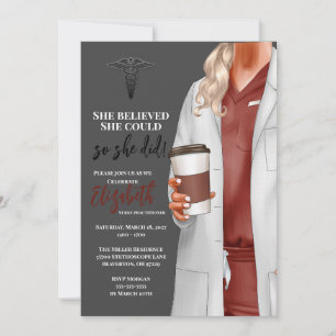 White Coat Médicale School Graduation Invitation