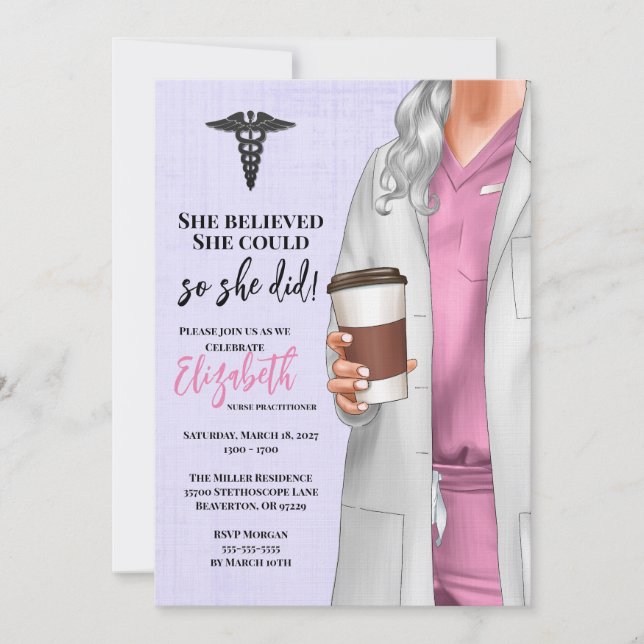 White Coat Médicale School Graduation Invitation (Devant)