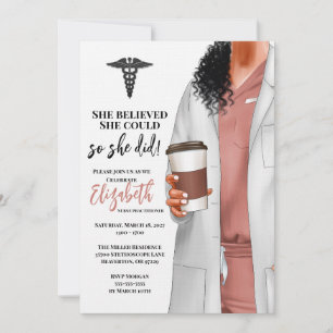 White Coat Médicale School Graduation Invitation