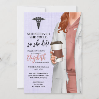 White Coat Médicale School Graduation Invitation
