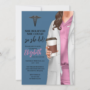White Coat Médicale School Graduation Invitation