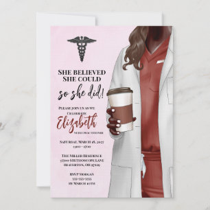 White Coat Médicale School Graduation Invitation