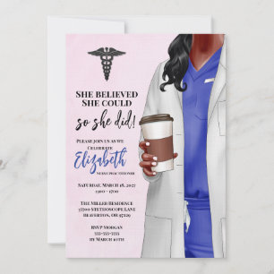 White Coat Médicale School Graduation Invitation