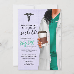 White Coat Médicale School Graduation Invitation
