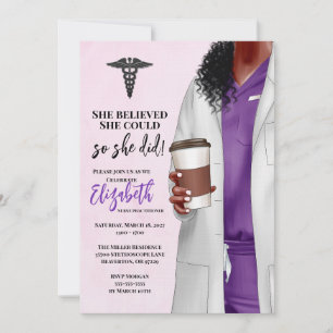 White Coat Médicale School Graduation Invitation