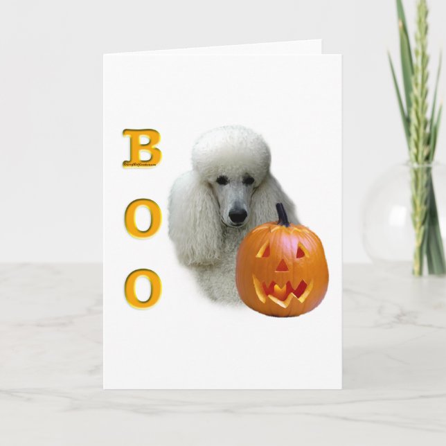 White Coated Poodle Boo Card (Front)