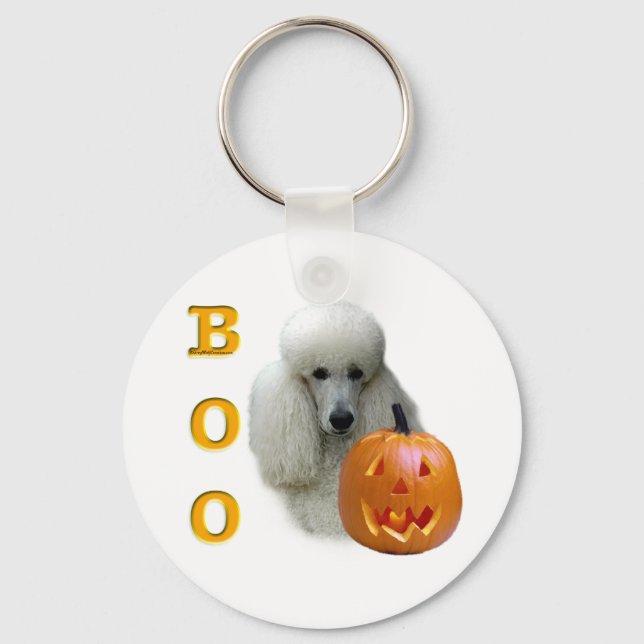 White Coated Poodle Boo Keychain (Front)