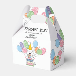 White Cockapoo Cavapoo Birthday Thank You Favor Box