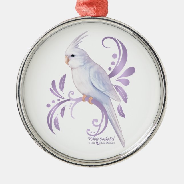 White Cockatiel Metal Ornament (Front)