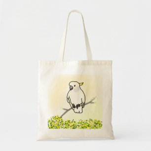 White Cockatoo on Branch Tropical Bird Nature Tote Bag
