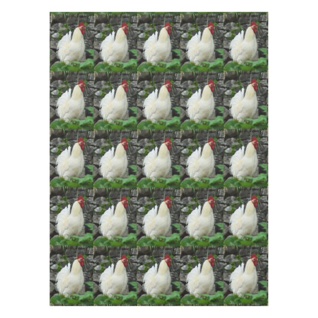White Cockerels Tablecloth (Front)
