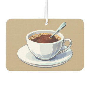 White coffee cup on a saucer filled with coffee air freshener