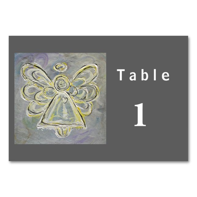 White Colour Series Angel Custom Table Cards (Front)