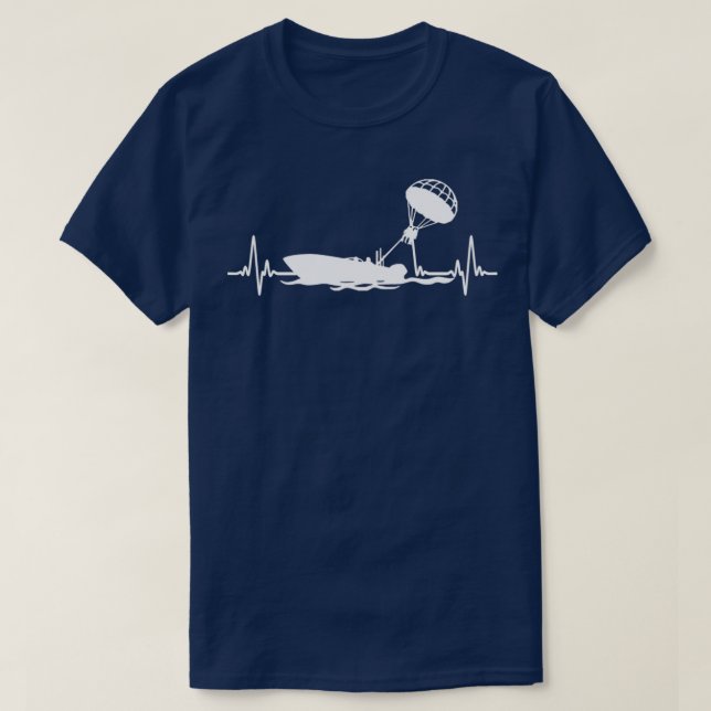 White coloured I love Parasailing Heartbea T-Shirt (Design Front)