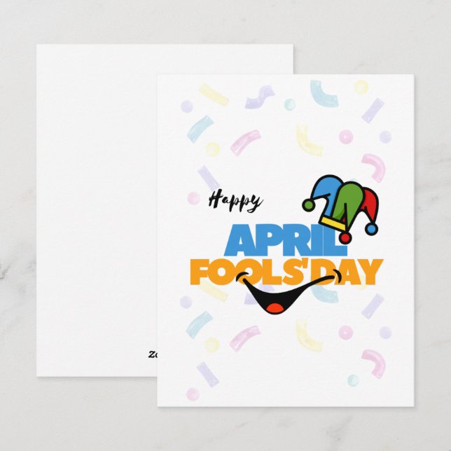 White Colourful April Fools' Day Holiday Card (Front/Back)