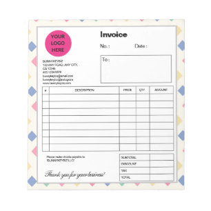 White Colourful Cube Company Business Shop Invoice Notepad