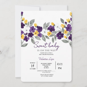 White Colourful Flower Baby Shower Invitation