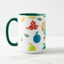 White Colourful Fruits Monogram Birthday 