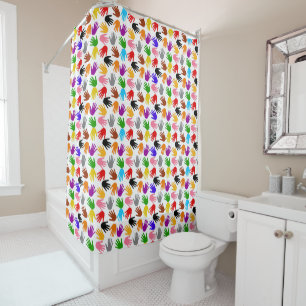 White Colourful Handprint Pattern Design