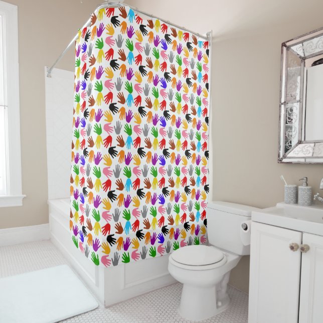 White Colourful Handprint Pattern Design  (In Situ)