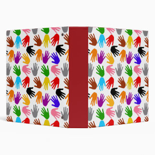 White Colourful Handprint Pattern Design Binder