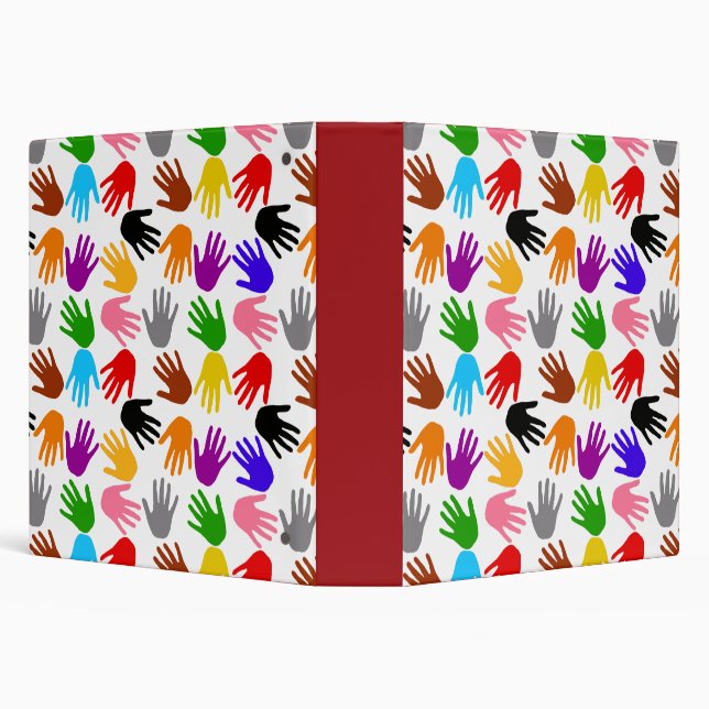 White Colourful Handprint Pattern Design  Binder (Background)