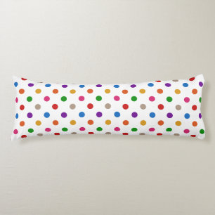 White Colourful Rainbow Polka Dots Design Body Pillow