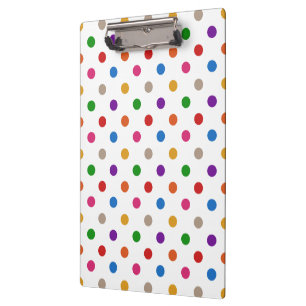 White Colourful Rainbow Polka Dots Design  Clipboard