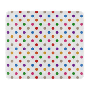 White Colourful Rainbow Polka Dots Design Cutting Board