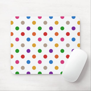 White Colourful Rainbow Polka Dots Design Mouse Pad