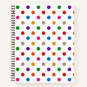 White Colourful Rainbow Polka Dots Design  Notebook