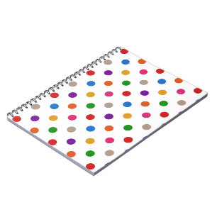 White Colourful Rainbow Polka Dots Design  Notebook