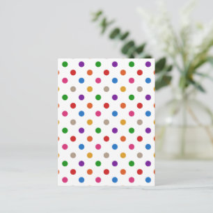 White Colourful Rainbow Polka Dots Design Postcard
