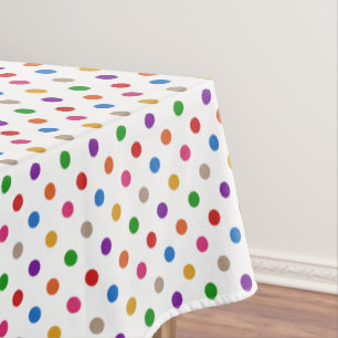 White Colourful Rainbow Polka Dots Design  Tablecloth