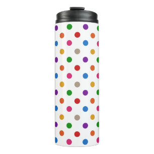 White Colourful Rainbow Polka Dots Design Thermal Tumbler