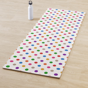 White Colourful Rainbow Polka Dots Design Yoga Mat