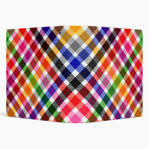 White Colourful Twill Plaid Tartan Design Binder