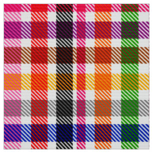 White Colourful Twill Plaid Tartan Design Fabric