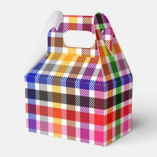 White Colourful Twill Plaid Tartan Design Favor Box