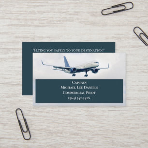 White Commercial Aircraft Airplane Captain Pilot Business Card