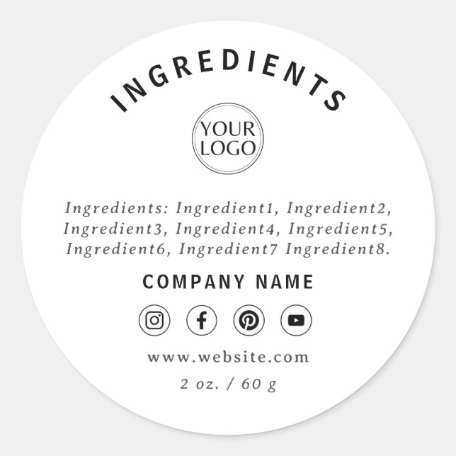 White Company Logo Social Media Ingredients Label (Front)
