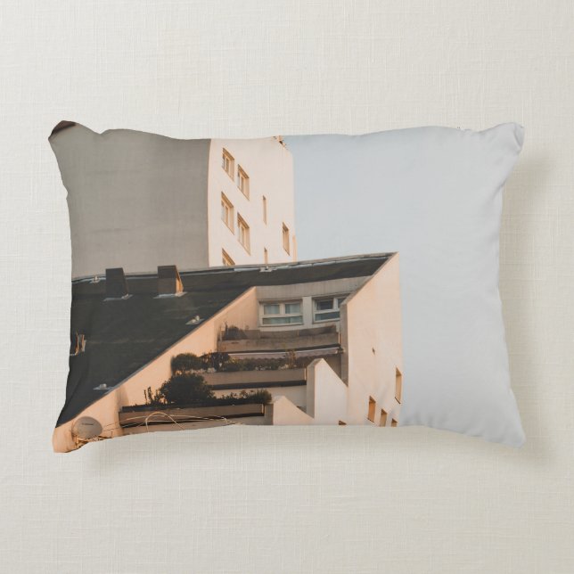 WHITE CONCRETE BUILDING ACCENT PILLOW (Front)