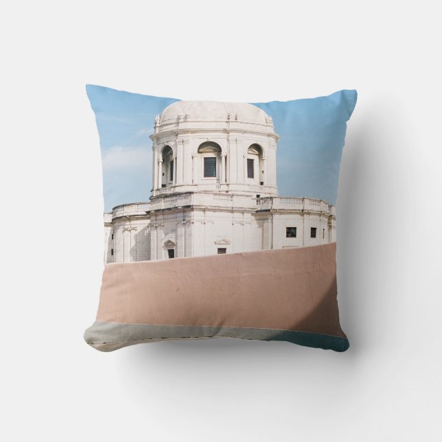 WHITE CONCRETE BUILDING UNDER BLUE SKY THROW PILLOW (Front)