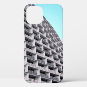 White concrete building with terraces iPhone 12 case