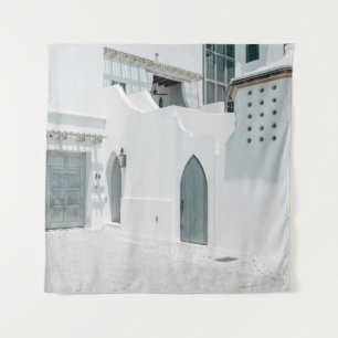White concrete house tapestry