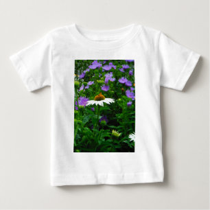 White Cone flower, purple flowers and moth Baby T-Shirt