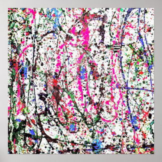 White Confetti Abstract Poster