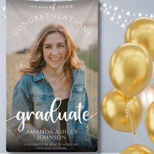 White Congratulations Graduate Photo Graduation Banner