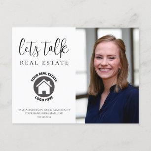 White Contact Info Photo Real Estate  Postcard