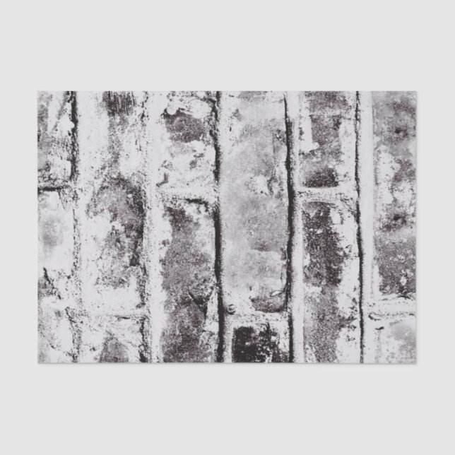 White Contrast Industrial Rustic Brick Texture Tissue Paper (Front)